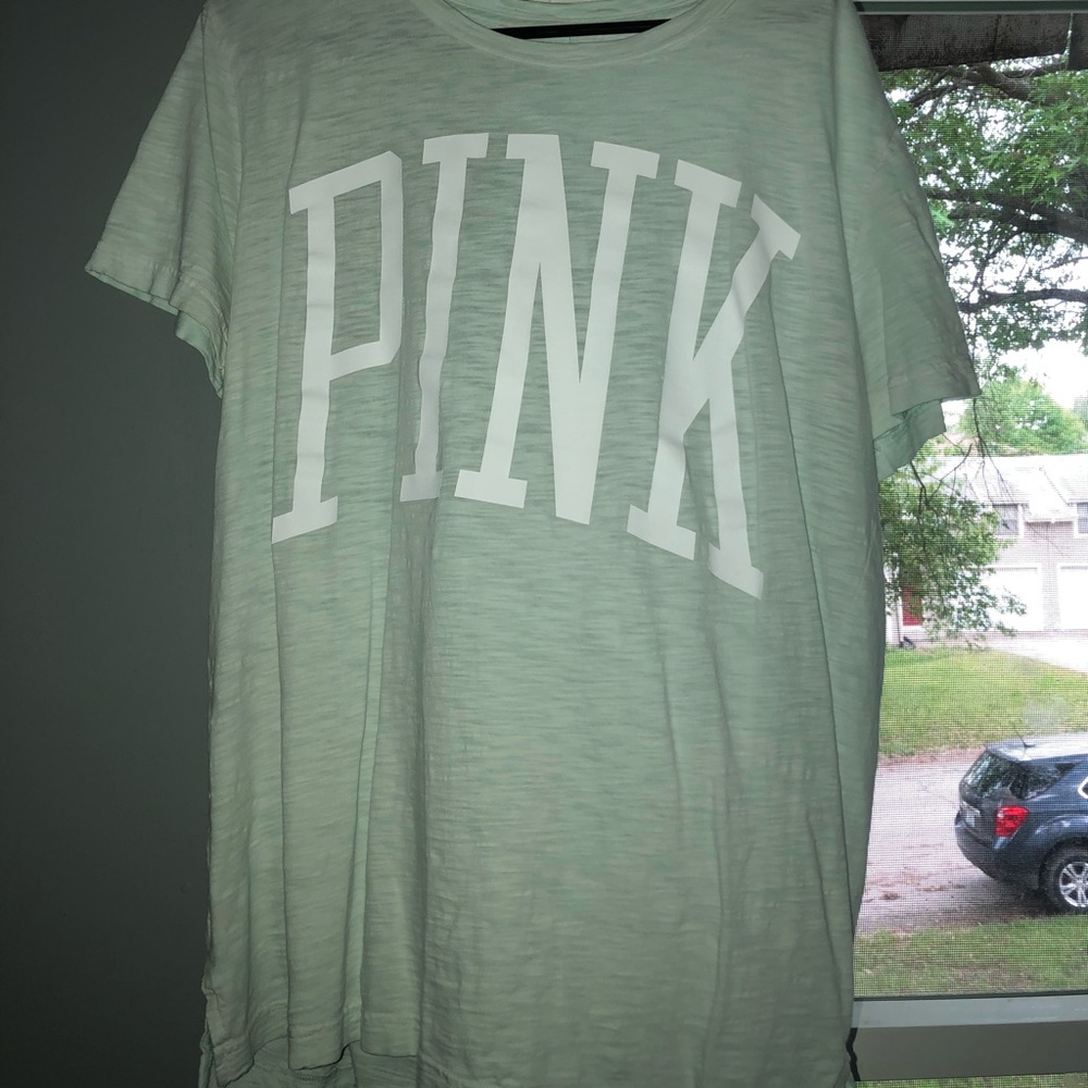 Mint colored pink shirt